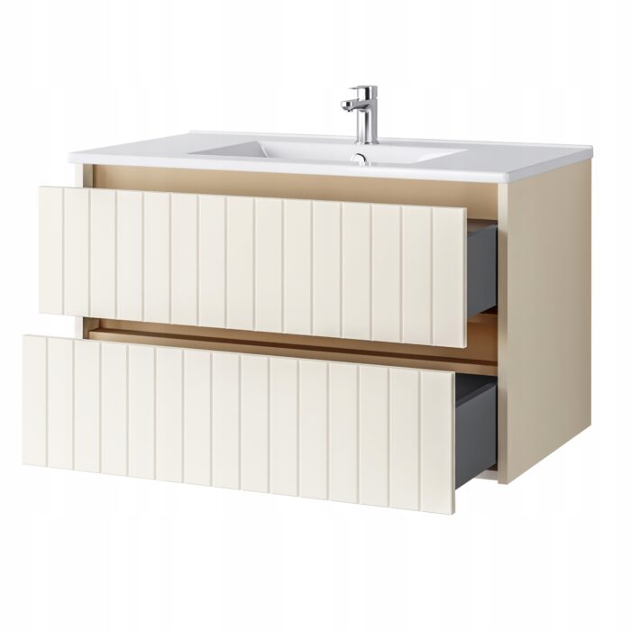 Komplet mebli łazienkowych MELITO migdał 80 cm + 2 słupki 165 cm