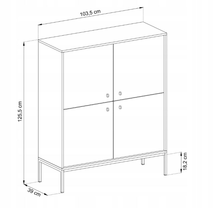 Komoda MONO 103 cm beżowa z czarnymi nóżkami