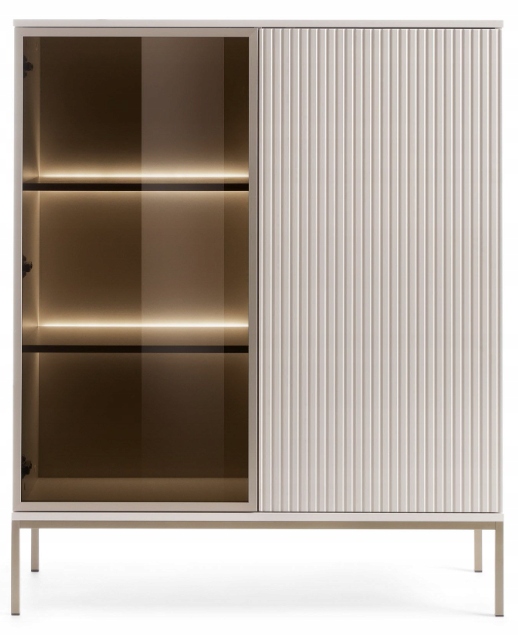 Witryna SENTO 104 cm KASZMIR z oświetleniem LED, ozdobne lamele