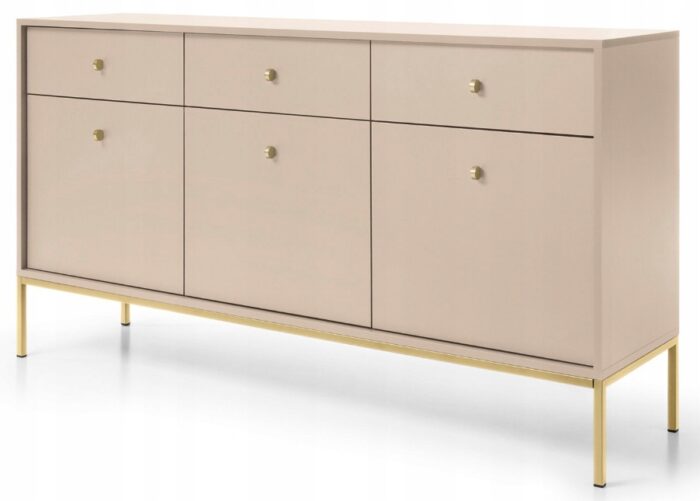 Komoda MONO 153 cm beżowa z czarnymi nóżkami