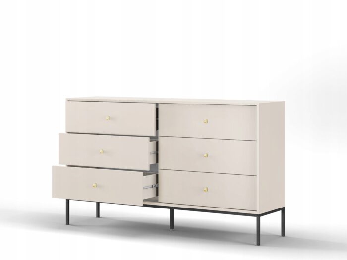Komoda MONO 153 cm beżowa z czarnymi nóżkami