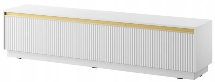 RTV komoda ROYAL 180 cm BIAŁA ryflowane fronty