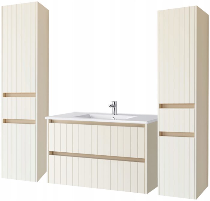 Komplet mebli łazienkowych MELITO migdał 80 cm + 2 słupki 165 cm