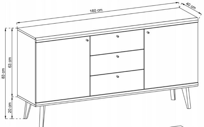 KOMODA PRIMO 160 cm Biała Dąb Riviera