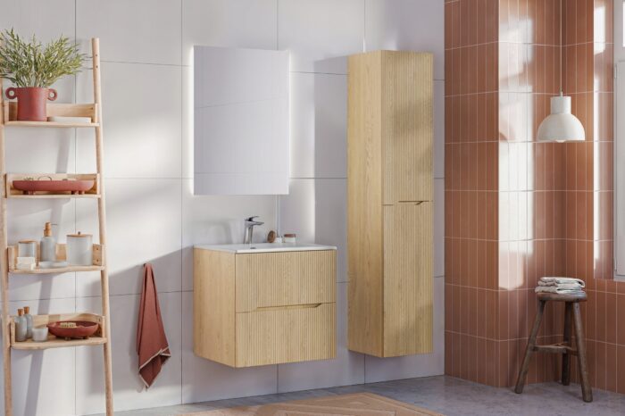 NORDIC Zestaw Łazienkowy Szafka 60 cm z Blatem+ Słupek 170 cm