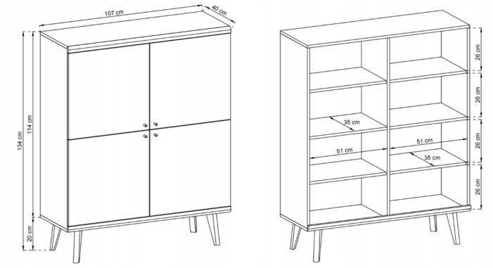 KOMODA PRIMO 107 cm Dąb Riviera Biała
