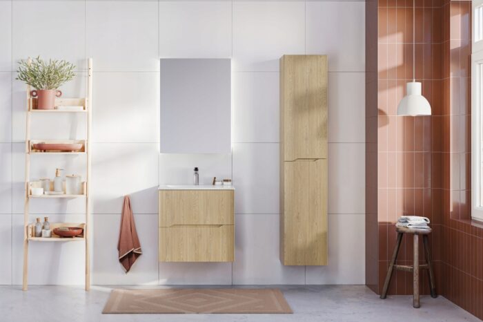 NORDIC 60 cm dąb cremona szafka łazienkowa ryflowane fronty