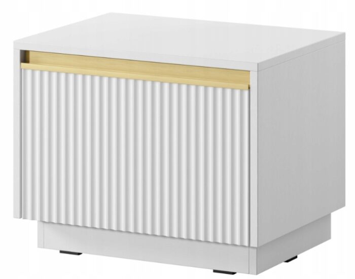 Szafka Nocna ROYAL Stolik BIAŁA ryflowane fronty