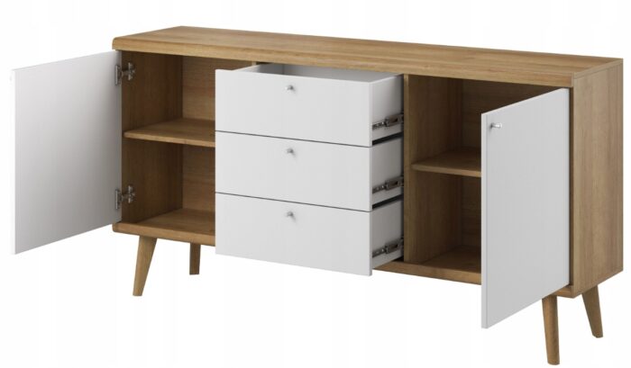 KOMODA PRIMO 160 cm Biała Dąb Riviera
