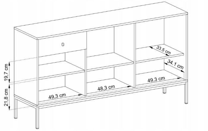 Komoda MONO 153 cm beżowa z czarnymi nóżkami