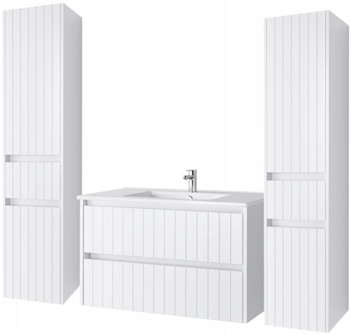 Komplet mebli łazienkowych MELITO biały 80 cm + 2 słupki 165 cm