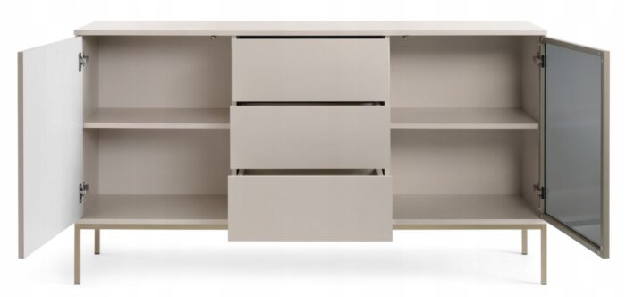 Komoda SENTO 154 cm KASZMIR z szufladami i oświetleniem LED ozdobne lamele