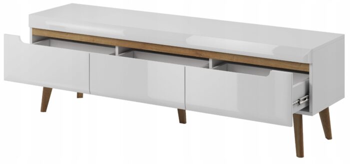 SZAFKA RTV NORDI 160 CM BIAŁY POŁYSK