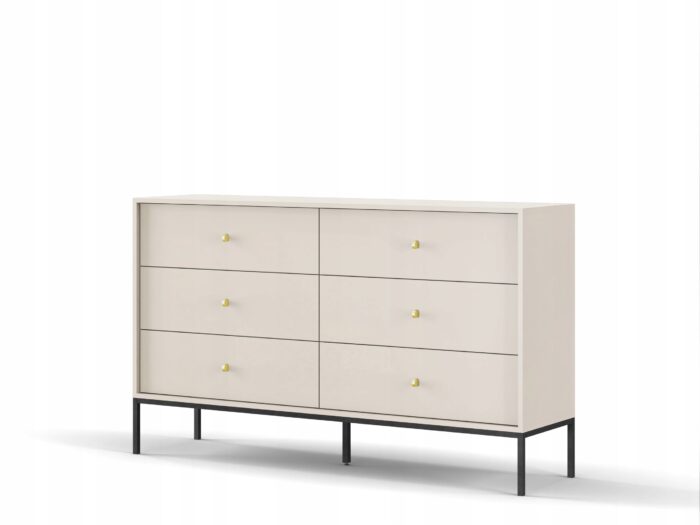 Komoda MONO 153 cm beżowa z czarnymi nóżkami