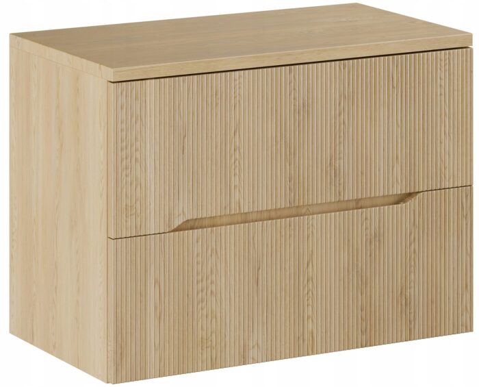 NORDIC 80 cm dąb cremona szafka łazienkowa z blatem ryflowane fronty