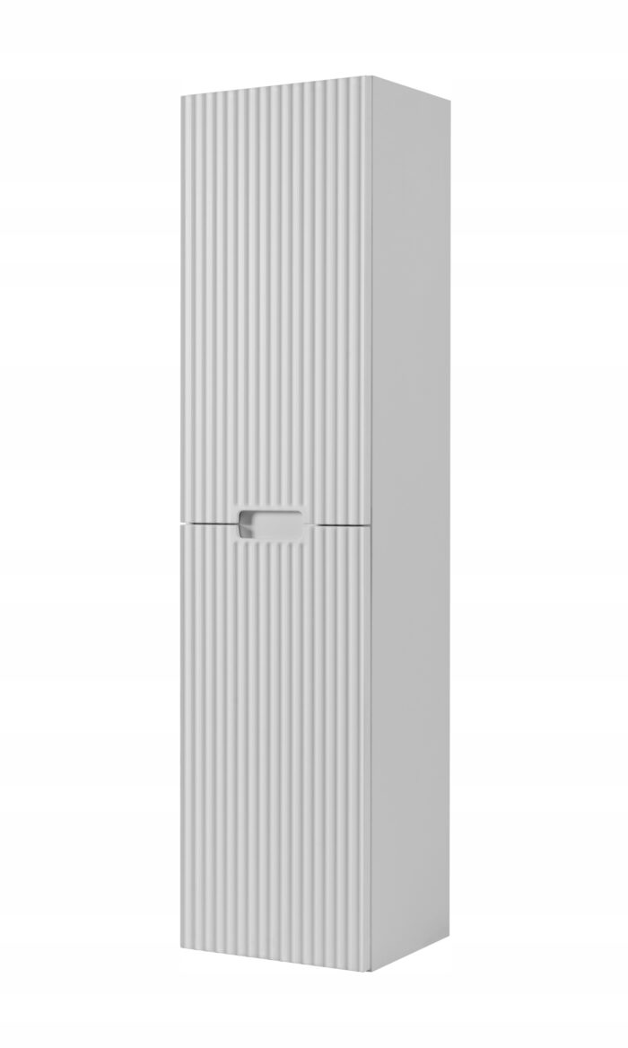VENA 136 cm biały słupek łazienkowy ryflowane drzwi wewnątrz półki
