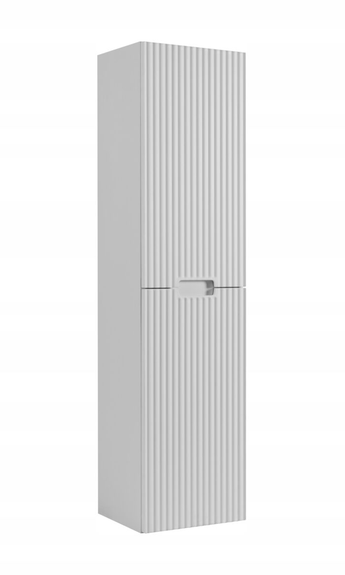 VENA 136 cm biały słupek łazienkowy ryflowane drzwi wewnątrz półki