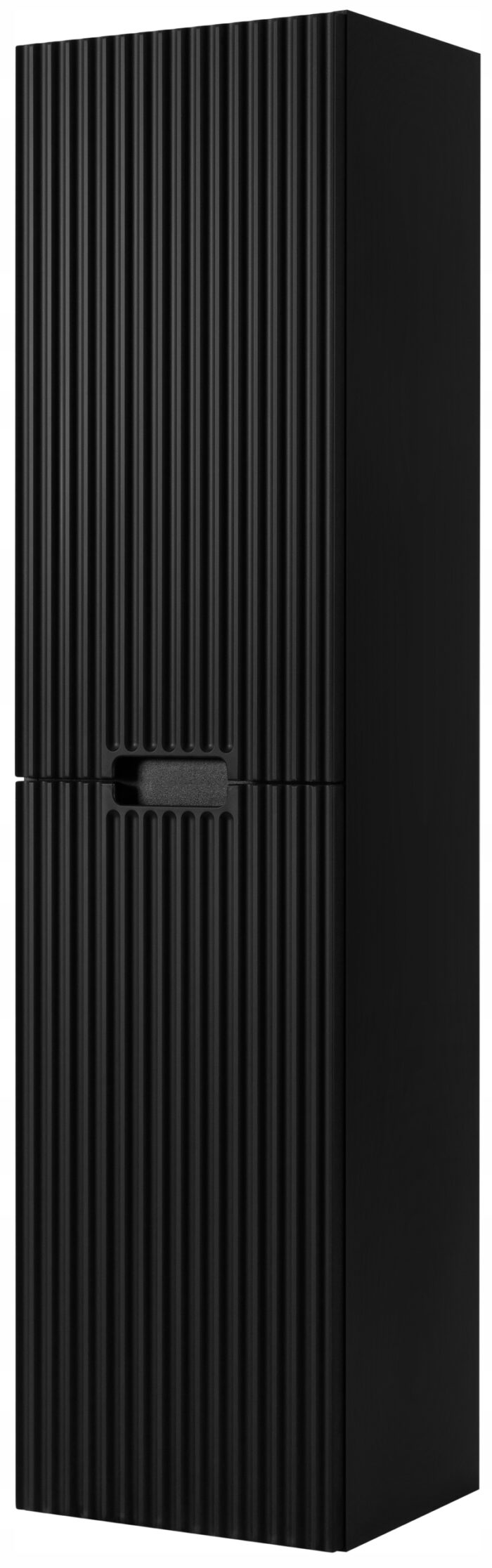 VENA 36 x 136 cm czarny słupek łazienkowy ryflowane drzwi wewnątrz półki