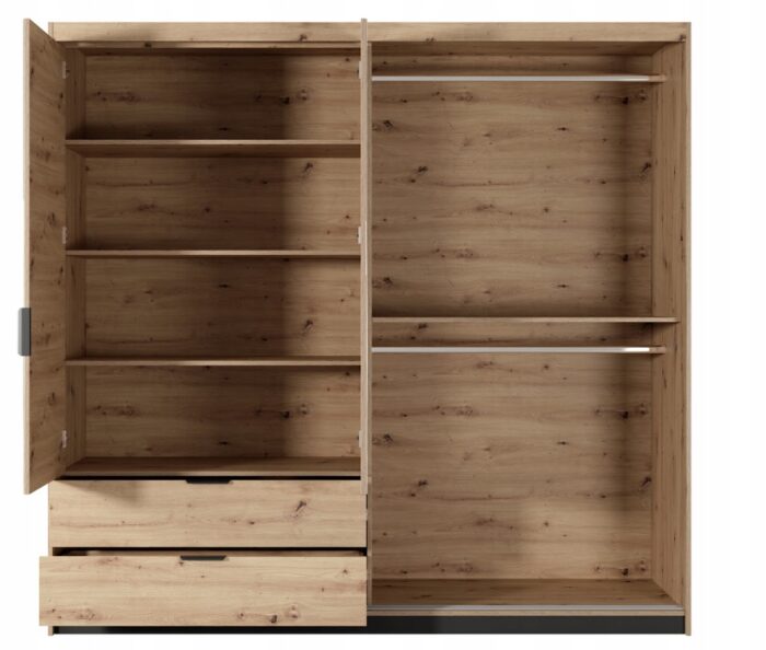 Szafa TALLY 220 cm Dąb Artisan / Antracyt Lamele Loft Metal