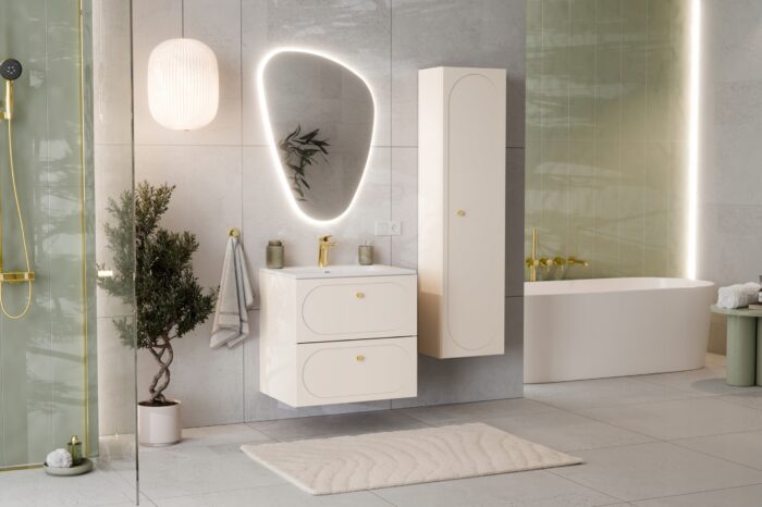 Zestaw łazienkowy wiszący Donna Sand 60 cm + słupek 140 cm beżowy