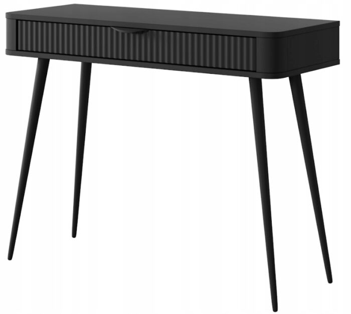 Toaletka LANTE 100 cm Czarna Frezowany Front Metalowe Czarne Nóżki