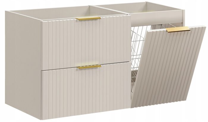 ADEL 100 cm kaszmir szafka łazienkowa z koszem na pranie 2 szuflady