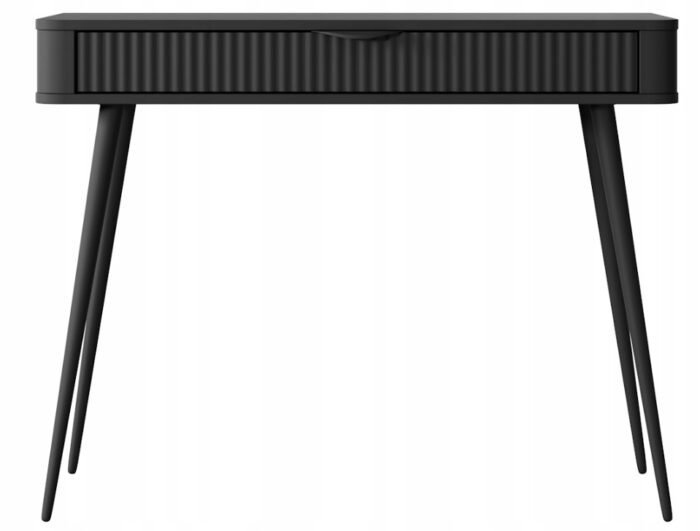 Toaletka LANTE 100 cm Czarna Frezowany Front Metalowe Czarne Nóżki