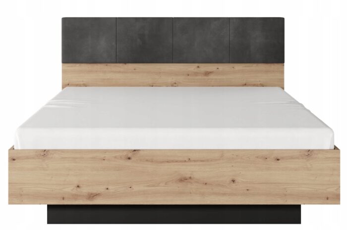 Łóżko TALLY 160 cm Dąb Artisan / Antracyt Lamele Pojemnik Loft