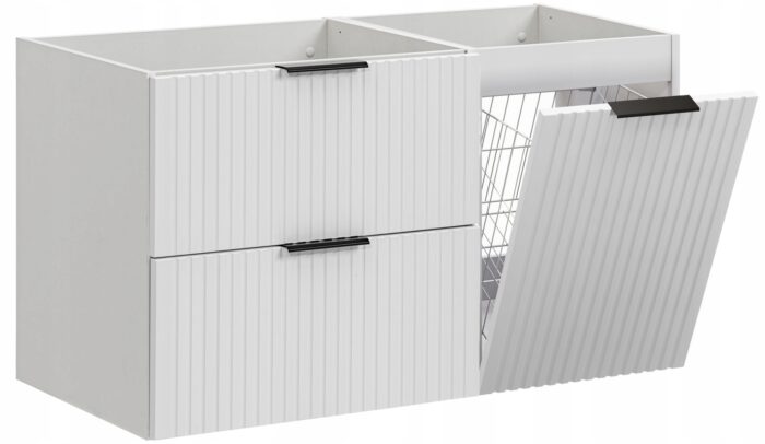 ADEL 100 cm biała szafka łazienkowa z koszem na pranie 2 szuflady