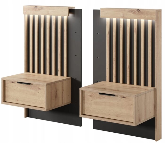 Stoliki nocne TALLY 50 cm Dąb Artisan / Antracyt Zestaw dwie sztuki
