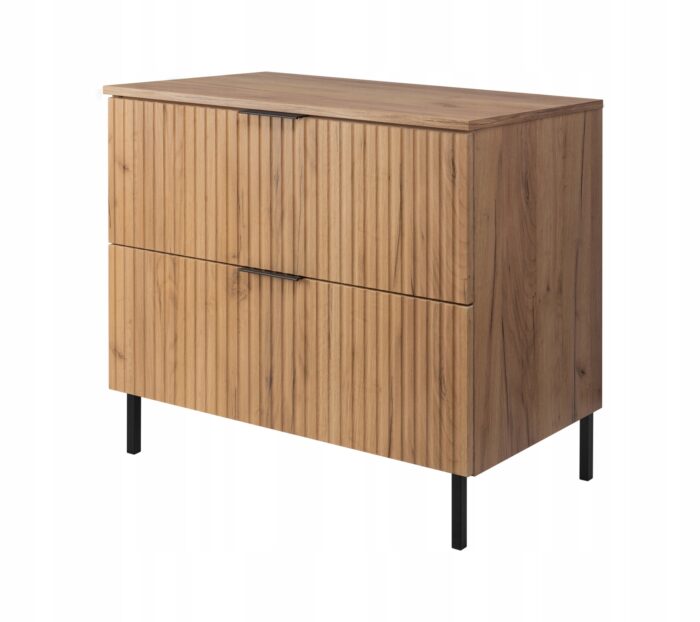 FLOW 80 cm dąb craft szafka łazienkowa z blatem i nóżkami metalowymi