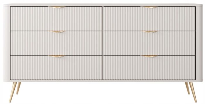 Komoda LANTE 163 cm beżowa z frezowanymi frontami