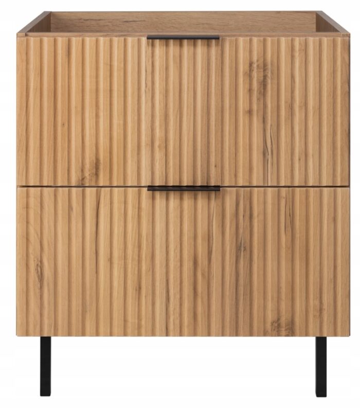 FLOW 60 cm Dąb Craft Szafka Łazienkowa Ryflowana Bez Blatu Nóżki Metal HIT