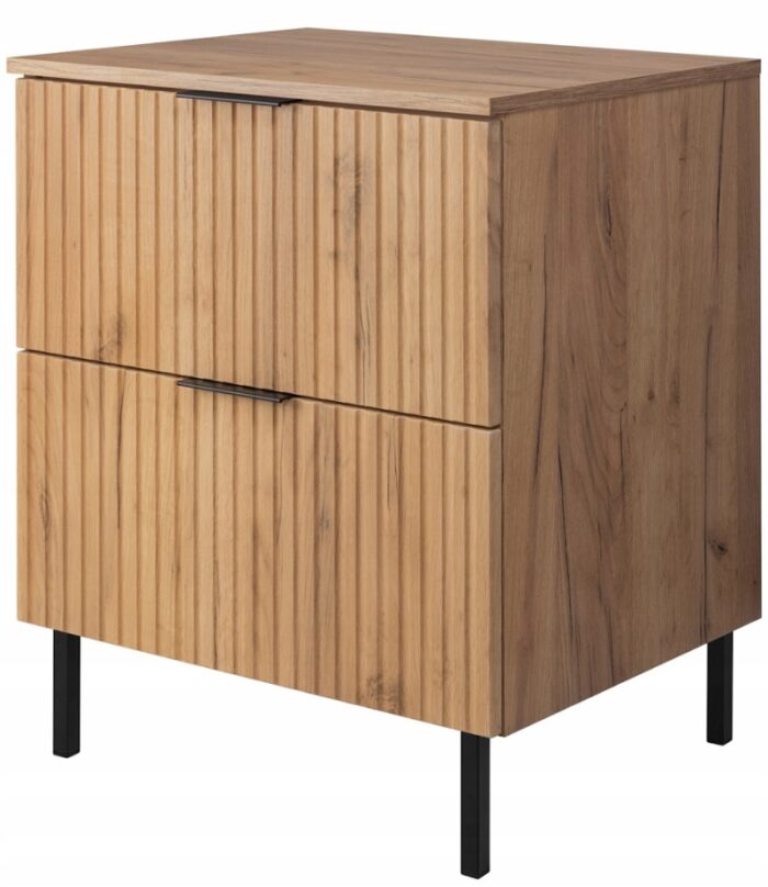 FLOW 60 cm dąb craft szafka łazienkowa z blatem nóżki metalowe czarne