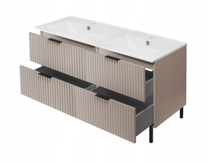 FLOW 120 cm Kaszmir szafka łazienkowa z umywalką ceramiczną SKY