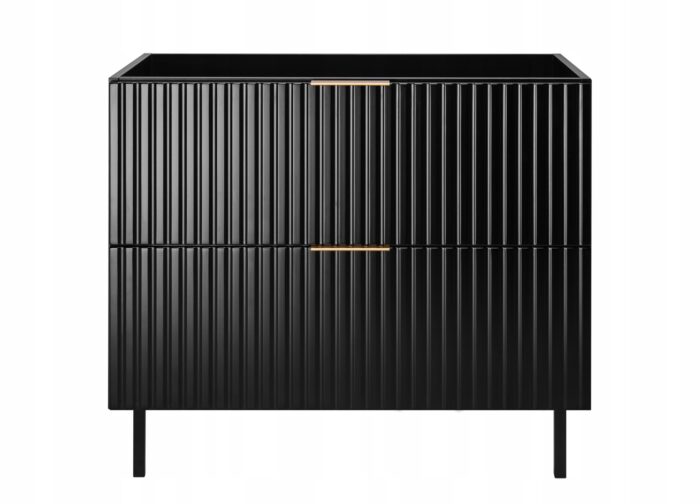 FLOW 80 cm Czarna Szafka Łazienkowa Ryflowana z Nóżkami BEZ BLATU HIT