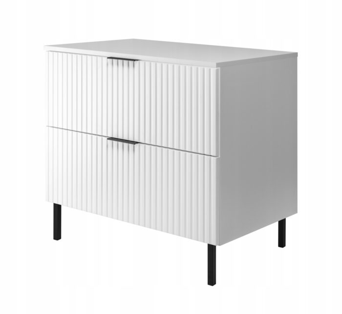 FLOW 80 cm biała szafka łazienkowa z blatem i nóżkami metalowymi