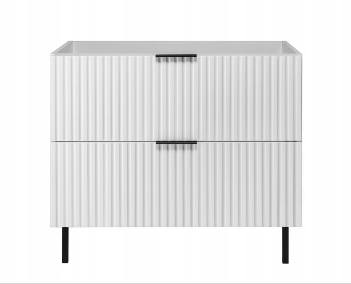 FLOW 80 cm Biała Szafka Łazienkowa Ryflowana z Nóżkami BEZ BLATU HIT