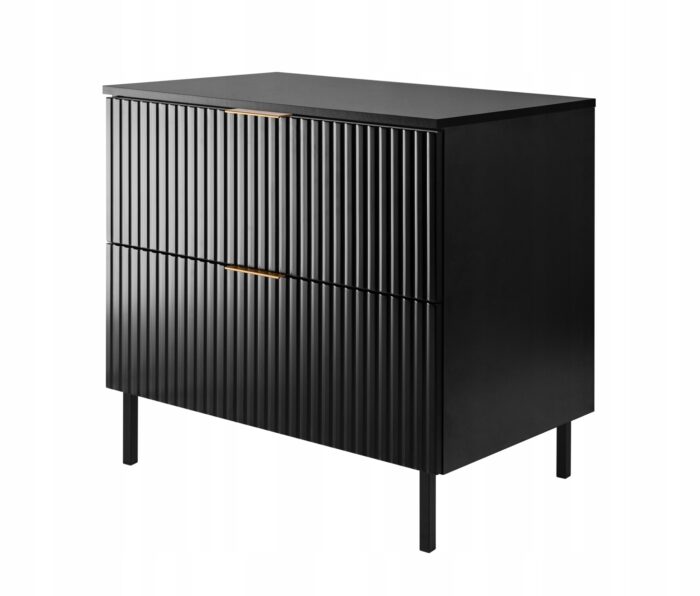 FLOW 80 cm czarna szafka łazienkowa z blatem i nóżkami metalowymi