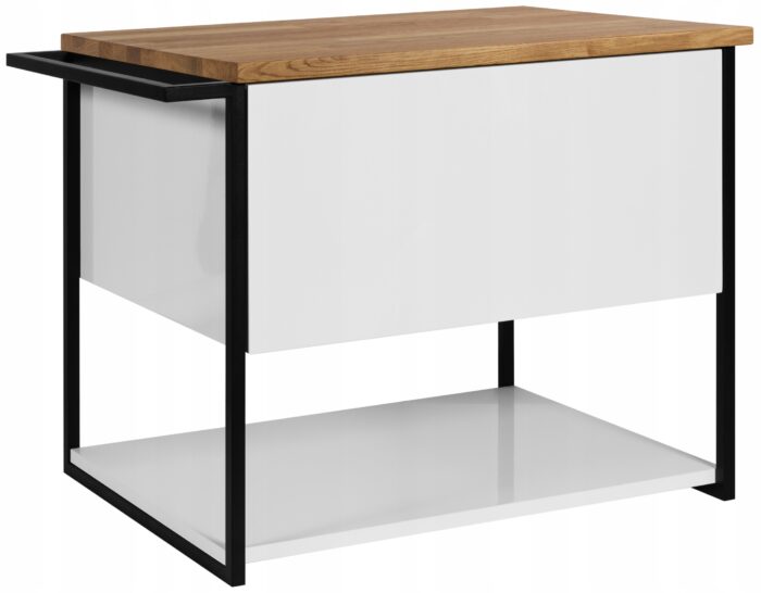 Szafka pod umywalkę LOV 60 cm biały połysk z blatem dębowym lakierowana