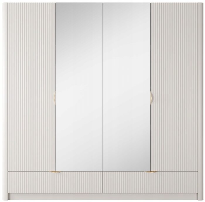 Szafa LANTE 213 cm beżowa z frezowanymi frontami glamour