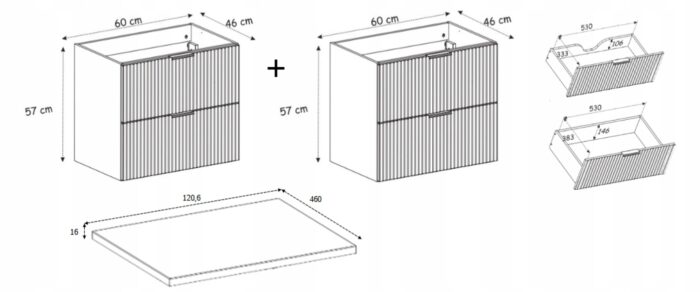 FLOW 120 cm Dąb Craft Szafka łazienkowa z blatem i nóżkami