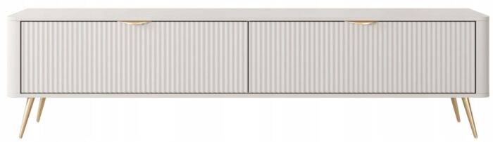 Szafka RTV LANTE 200 cm beżowa z frezowanymi frontami glamour