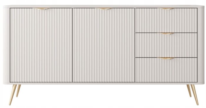Komoda LANTE 163 cm beżowa z frezowanymi frontami