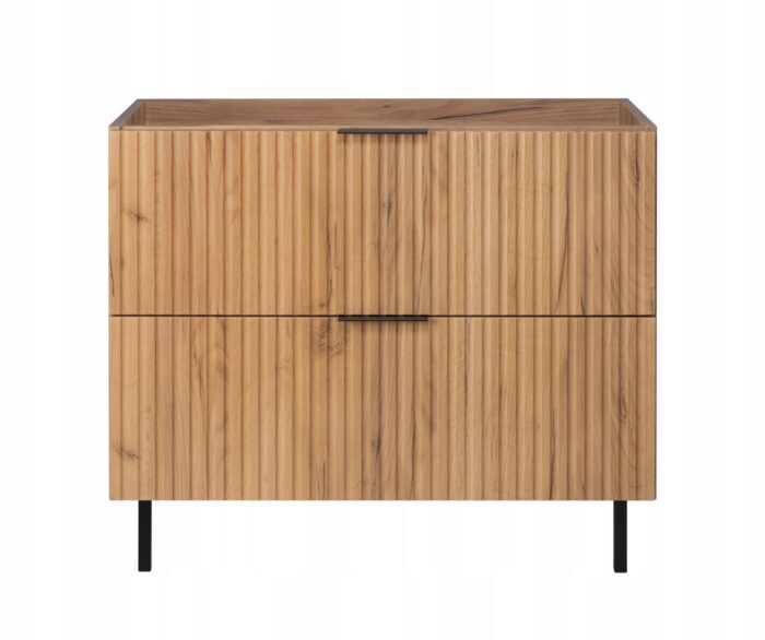 FLOW 80 cm Dąb Craft Szafka Łazienkowa Ryflowana z Nóżkami BEZ BLATU HIT