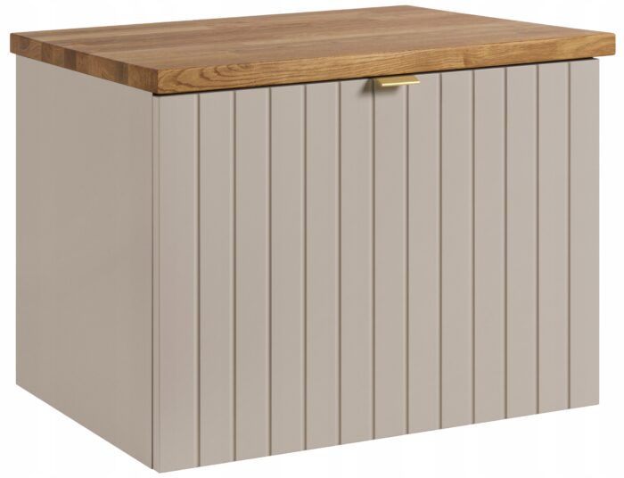 Szafka pod umywalkę HARMO 61 cm kaszmirowa lakierowana z blatem dębowym