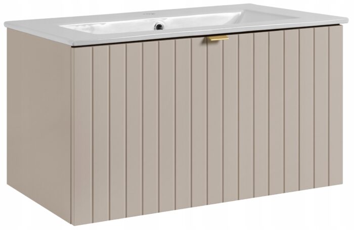 Szafka pod umywalkę HARMO 81 cm kaszmirowa lakierowana z umywalką ceramiczną