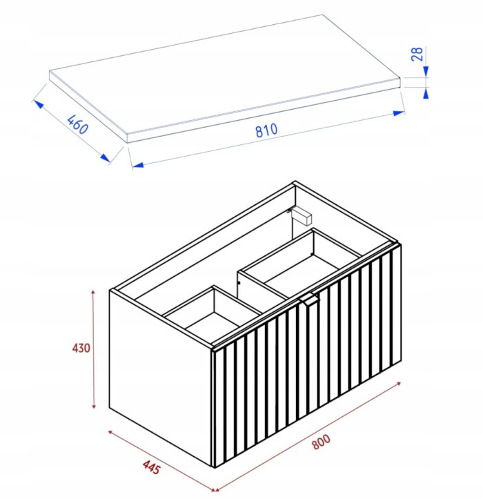 Szafka pod umywalkę HARMO 81 cm zielona lakierowana z blatem drewnianym