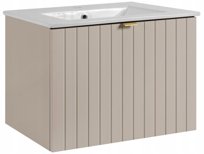 Szafka pod umywalkę HARMO 61 cm kaszmirowa lakierowana z umywalką ceramiczną