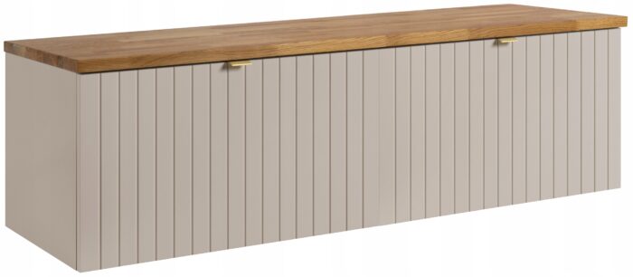 Szafka pod umywalkę HARMO 161 cm kaszmirowa lakierowana z blatem dębowym